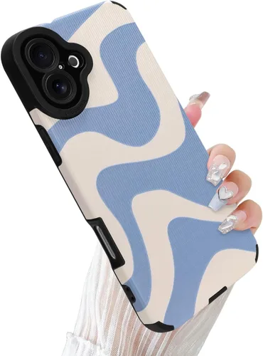 Miniatura 39 de Funda Wlxee para iPhone 15 Pro Max con patrón de ola, TPU suave con parachoques, cuero PU, diseño de cebra lindo para mujeres y niñas - Negro Gris