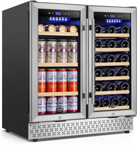 Miniatura 9 de Tylza Vitrina refrigerada para encimera, refrigerador comercial de 2.7 pies cúbicos/78L, vitrina con luz LED, puerta de vidrio doble, 32-54°F