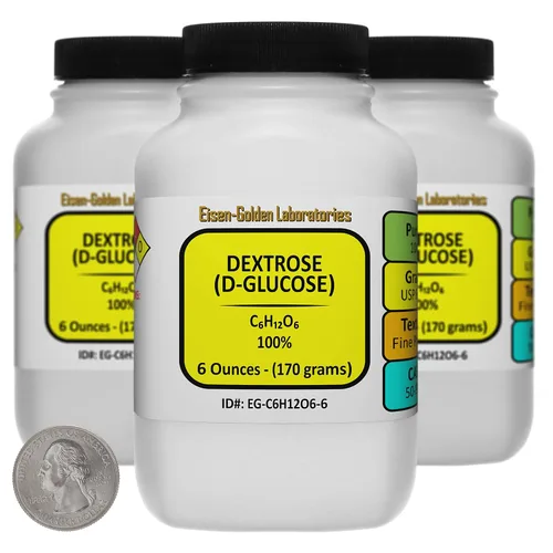Miniatura 6 de Dextrosa [C6H12O6] 100% USP polvo de grado alimenticio 3 onzas en una botella
