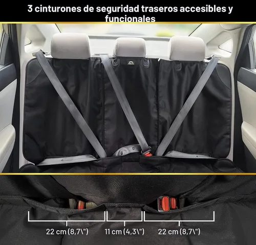 Miniatura 4 de Protector de Asiento para Auto, Funda para Asientos de Niños en Coches Impermeable, 3 Cinturones Traseros Funcionales, Cojín para Asiento de Bebé