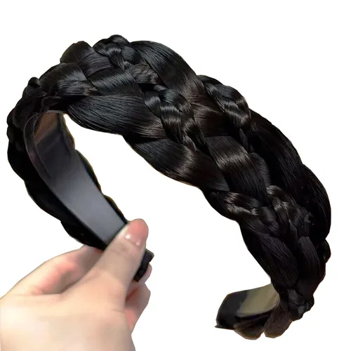 Miniatura 13 de Diadema de 4 hebras de cabello sintético trenzado, diadema trenzada con dientes, accesorio de belleza, diadema elástica para mujer (marrón oscuro)