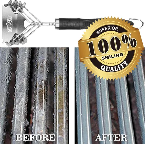 Miniatura 7 de Cepillo de parrilla y raspador sin cerdas, cepillo seguro para barbacoa para parrilla - Limpiador de parrilla de acero inoxidable de 18 pulgadas
