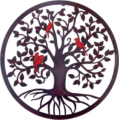 Miniatura 11 de CHINDEUISYUT Arte de pared de metal, árbol de la vida, decoración de pared de metal para habitación, jardín, porche, patio, oficina, decoración