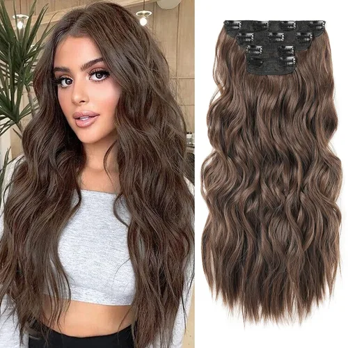 Miniatura 29 de REECHO Extensiones de cabello, 4 extensiones de cabello con clip, HE001, extensiones de cabello sintético suave natural para mujer, rubio claro