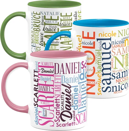 Miniatura 15 de Tazas de café personalizadas con arte de nube de palabras, 12 colores y 9 fuentes artísticas, 11 onzas. Regalos personalizados para parejas, hombres