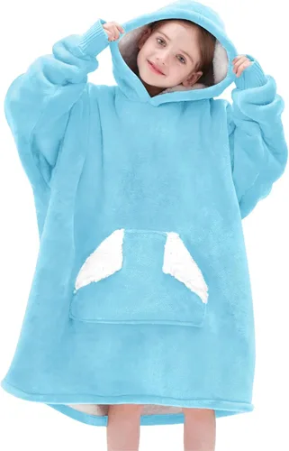Miniatura 16 de Touchat Manta Ponible con Capucha, Sudadera de Manta Sherpa Oversized con Capucha, Bolsillo y Mangas, Manta con Capucha de Felpa Súper Suave y Rosa