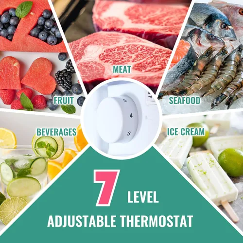 Miniatura 5 de WANAI - Refrigerador de 5.0 pies cúbicos con congelador, refrigerador de doble puerta con 7 ajustes de temperatura ajustable, refrigerador pequeño