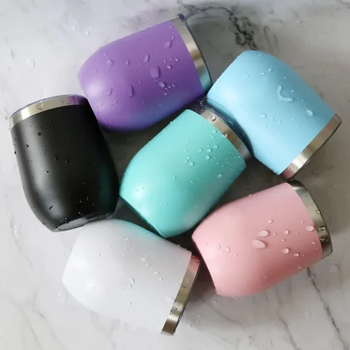 Miniatura 6 de Vaso de vino de 12 onzas con tapa con pajita, vaso de vino de acero inoxidable, vaso de vino de doble pared aislado al vacío, tazas de viaje sin