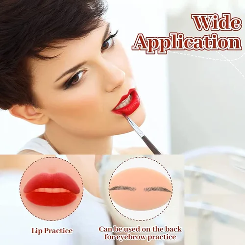 Miniatura 4 de Labios falsos de tatuaje, 9 piezas de labios de práctica de tatuajes, labios de silicona 5D para práctica de maquillaje, tatuajes realistas