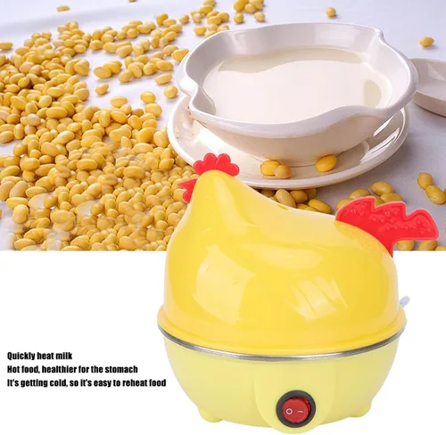 Miniatura 3 de Olla rápida para huevos, capacidad para 7 huevos, 350 W, olla eléctrica para huevos duros en forma de pollo con apagado automático, taza medidora