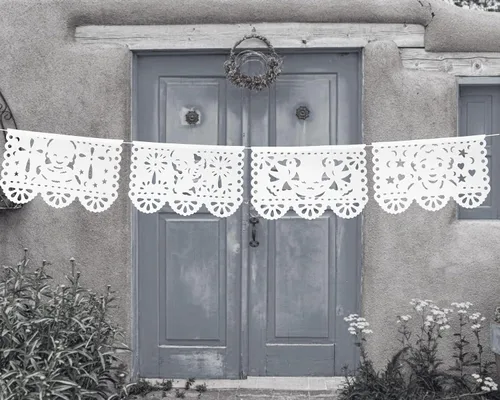 Miniatura 6 de Decoración de fiesta de baby shower para niño o niña, más de 60 pies de papel de seda blanco Picado blanco guirnaldas con ángeles, caballos