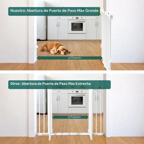 Miniatura 3 de Babelio Puerta de bebé para escaleras, cocina y puertas, 26-43 pulgadas de ancho 28 pulgadas de alto, sin barra inferior, fácil instalación, Blanco