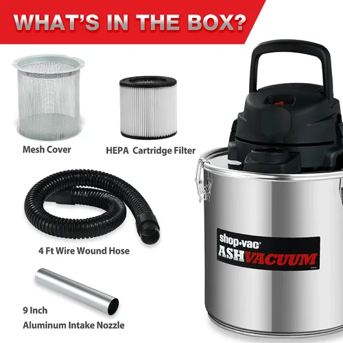 Miniatura 8 de Shop-Vac 4 Galones 2.0 HP Pico Aspirador de Cenizas, Aspirador de Cenizas de 7.0 Amperios con Filtro HEPA, Manguera y Accesorios para Chimeneas