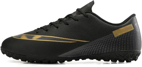 Tacos de fútbol bajos de cuero, de grado profesional con cordones, ideales para entrenamiento y competición en terreno firme y césped, unisex,