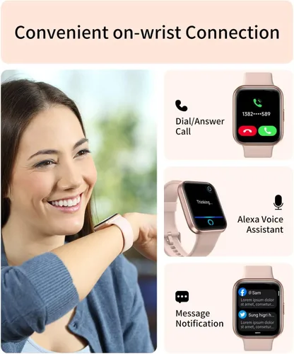 Miniatura 2 de RERE ASW2 - Reloj inteligente (respuesta/hacer llamada), Alexa integrado, rastreador de fitness de 1.69 pulgadas con 60 modos deportivos, frecuencia