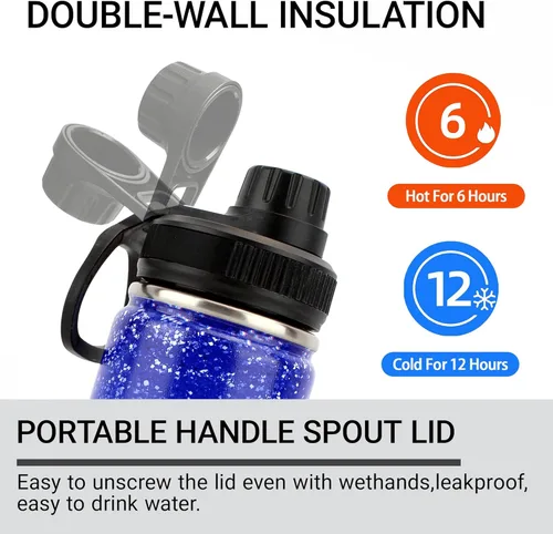Miniatura 4 de Botella de agua Cheer de 18 onzas para niñas, botella deportiva de acero inoxidable aislada con asa, regalo de animadora a granel para regalos