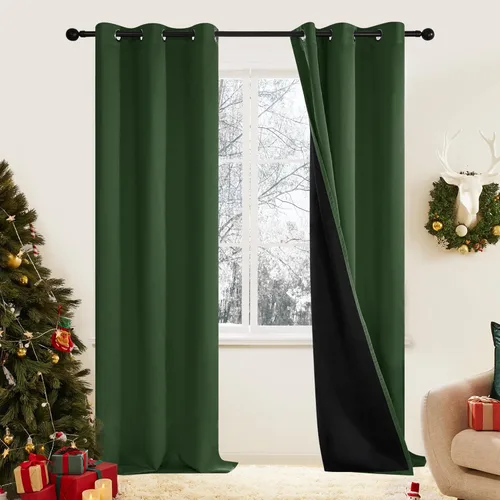 Miniatura 69 de Deconovo Cortinas 100% opacas, cortinas de ventana con aislamiento térmico, paneles reductores de ruido, cortinas de forro negro, con ojales