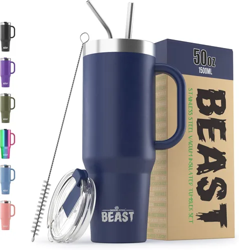 Miniatura 81 de Beast Vaso Térmico de 30 oz de Acero Inoxidable con Aislamiento al Vacío para Café y Hielo de Doble Pared Termo de Viaje (Rojo Arándano)