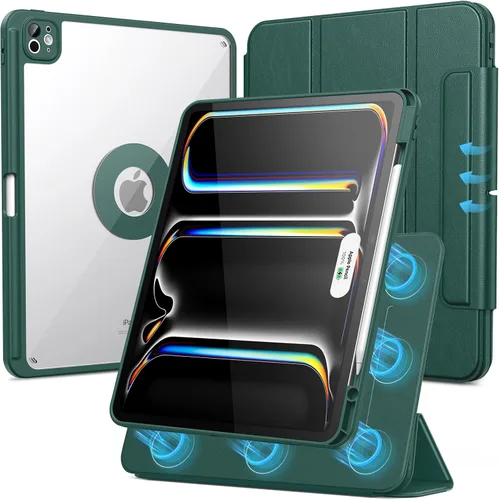 Miniatura 22 de SPARIN Funda para iPad mini 7 A17 Pro 2024/iPad Mini 6 2021 de 8.3 pulgadas, cubierta magnética desmontable, soporte vertical/horizontal con soporte
