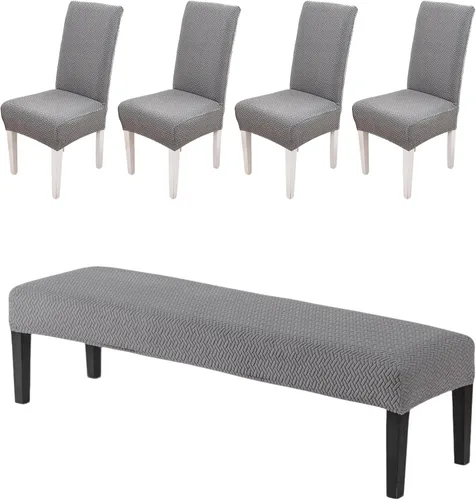 Miniatura 8 de CRFATOP 4 Piezas de Fundas Elásticas para Silla de Comedor con Funda para Banco Fundas Impresas para Silla de Comedor Fundas para Cojín de Asiento