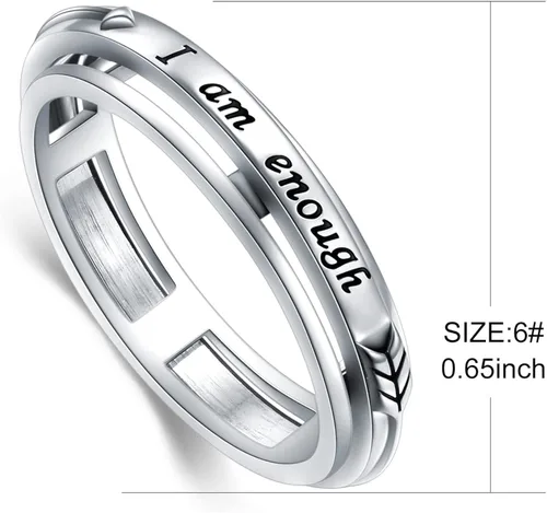 Miniatura 6 de Anillo giratorio de plata de ley S925 para aliviar la ansiedad y la preocupación, anillo inspirador para aliviar el aburrimiento y el autismo