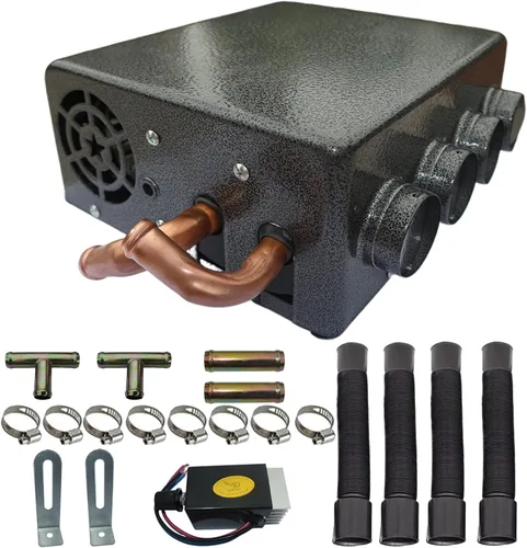 XuSha Calentador de ventilador universal de 8000 BTU, 4 puertos, 12 voltios, calentador de aire, diésel, portátil, de bajo perfil, calentador de