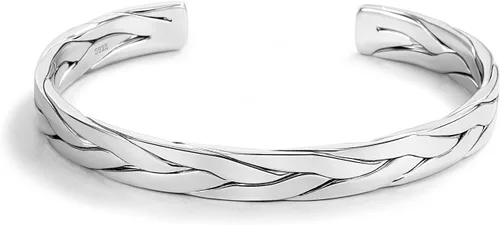 Miniatura 11 de Pulsera de plata de ley 925 para hombres y mujeres, pulseras simples para parejas, joyería para él, pulsera ajustable en una bonita caja de regalo