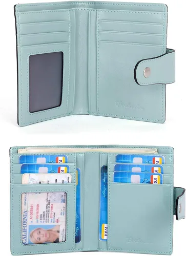 Miniatura 6 de BOSTANTEN - Billetera de cuero para mujer con bloqueo RFID, pequeña, con cremallera, de bolsillo, para tarjetas, con ventana para documento