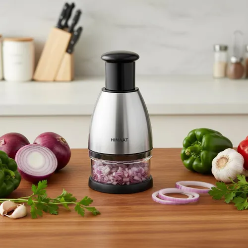 Miniatura 6 de Cortador manual de verduras – Picador manual de acero inoxidable eficiente para cebollas, ajo, tomates, nueces, hierbas, ensalada. Accesorio