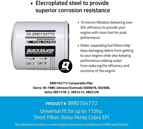 Miniatura 5 de Quicksilver - Filtro de combustible separador de agua para fueraborda Johnson/Evinrude seleccionados - Reemplaza Johnson/Evinrude 5009676, 502906