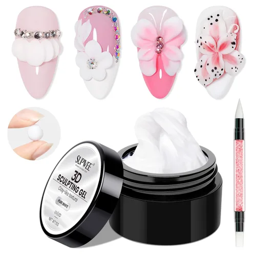 Miniatura 11 de Gel 3D para arte de uñas, gel duro sólido para esculpir uñas, no pegajoso para tallar, extensión de edificios con lápiz de arte de uñas, manicura