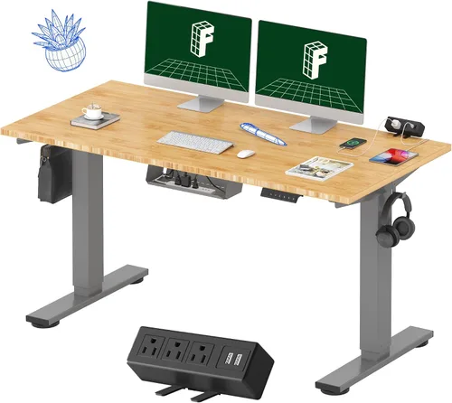 Miniatura 49 de FLEXISPOT EN2 Escritorio de pie de una pieza completa con regleta de alimentación de abrazadera, escritorio eléctrico de altura ajustable de 40 x 24