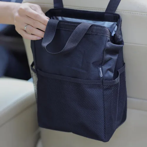 Miniatura 9 de Ginsco Nueva Bolsa de basura de viaje a prueba de fugas, 3.5 galones, gran capacidad, para colgar en el automóvil, con tapa de gancho y bucle