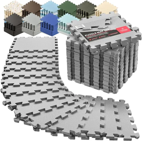 Miniatura 26 de bemaxx Juego de alfombrillas de gimnasio, 18 piezas de baldosas de espuma EVA entrelazadas (12.6 x 12.6 x 0.4 pulgadas), 18 pies cuadrados Arena