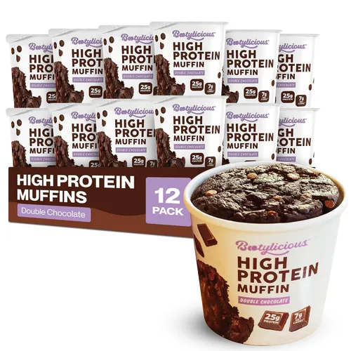 Miniatura 10 de Bootylicious Muffin alto en proteínas 0.88 oz de proteína, 0.7 onzas de carbohidratos netos, taza de 2.32-2.75 onzas, paquete de 12