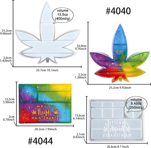 Miniatura 2 de Kit de fundición epoxi de resina de hojas y bandeja de mantenimiento de moldes de silicona