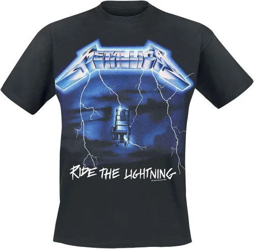 Metallica Camiseta de hombre Ride The Lightning Tracks (impresión trasera) Slim Fit Negro