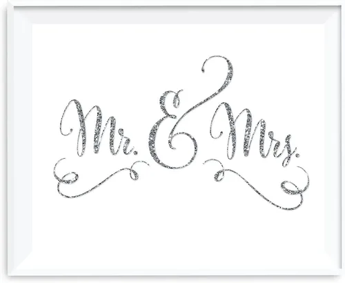 Miniatura 11 de Andaz Press Letreros de fiesta de boda, purpurina plateada, 8.5 x 11 pulgadas, resalta tu versículo bíblico favorito para el nuevo Mr. & Mrs., 1