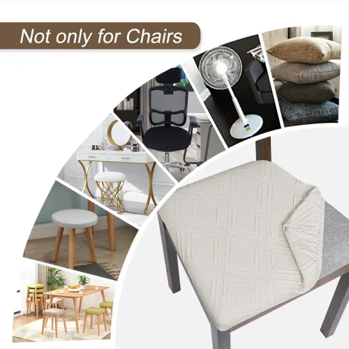 Miniatura 9 de SearchI Fundas de asiento repelentes al agua para sillas de comedor, paquete de 4 fundas de asiento elásticas de Jacquard para sillas de comedor