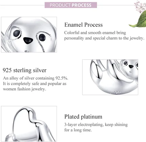 Miniatura 5 de BISAER Dijes de plata de ley 925 para pulseras, gatos, perros, perezosos, animales, mariposa, hada, corazón, colgante
