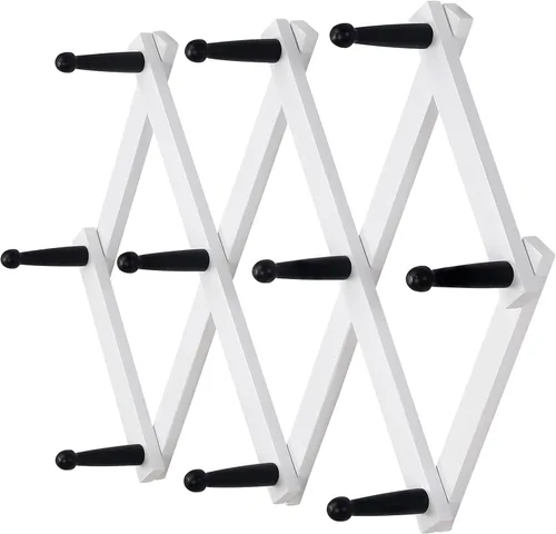 Dseap Acordeón de pared: Perchero de pared expandible de madera de 16" de alto, soporte para sombreros, gancho de acordeón para gorras de béisbol,
