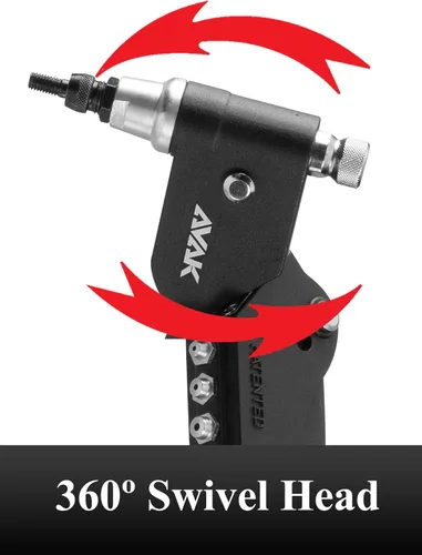 Miniatura 3 de AVAK MaxDuty - Trío giratorio 3 en 1, 360°, herramienta de fijación de cabeza giratoria de alta resistencia para remaches de 0.252 in, tuerca