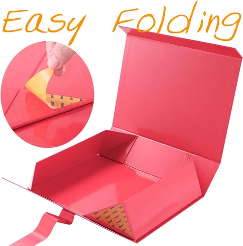 Miniatura 5 de GREEN BEAN Caja de regalo grande con tapa para regalos de 13 x 9.7 x 3.4 pulgadas, magnética roja con cinta, caja de regalo de lujo, caja de Cinta