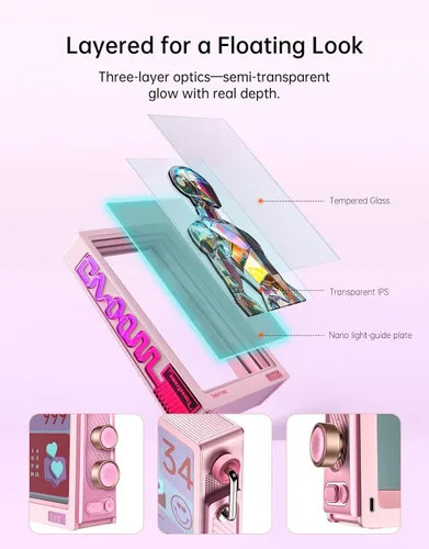 Miniatura 8 de Divoom Times Frame - Marco de fotos digital WiFi de 10.1 pulgadas con 64 GB, aplicación gratuita sin tarifas de suscripción, soporta carga de Rosa