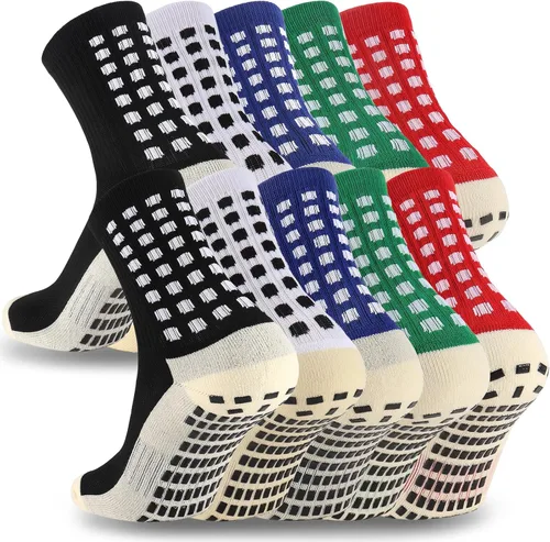 Ultrafun 5 pares de calcetines de fútbol para hombre, calcetines de agarre acolchados antideslizantes para deportes de fútbol y baloncesto