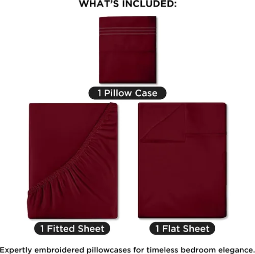 Miniatura 2 de ROYALE LINENS Juego de sábanas de 3 piezas individual XL - Ropa de cama de microfibra cepillada suave de 1800 hilos - 1 sábana bajera, 1 sábana