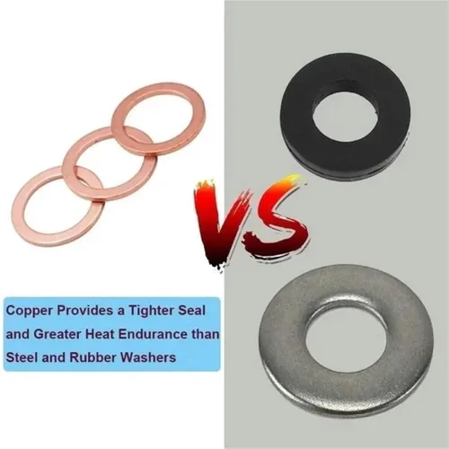 Miniatura 3 de Flat Copper Washers 400/300/280/200/150/100Pcs O Ring Copper Gaskets Flat Ring Seal Kit Assortment Car Sealing Rings with Case(100Pcs M4-M14)