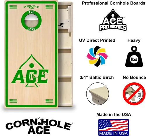 Miniatura 3 de CornholeAce ACE PRO Tablas de Cornhole profesionales, sin rebote, patas anchas triples, madera contrachapada de abedul báltico de 3/4 pulgadas, Verde