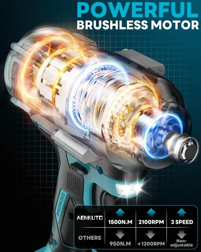Miniatura 5 de Llave de impacto inalámbrica para batería Makita de 18 V, 1500 Nm (1106 pies-libras) pistola de impacto sin escobillas de 1/2 pulgada, luz