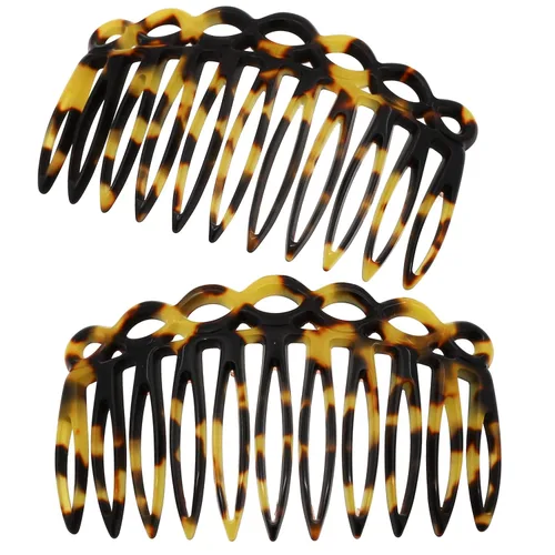 Miniatura 9 de Camila Paris CP3141 Peine lateral francés pequeño hecho a mano Onyx French Twist Peines decorativos de fuerte sujeción para mujer, moño, chignon